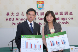香港大學李嘉誠醫學院精神醫學系獲香港賽馬會慈善信託基金贊助,於2009年展開了對思覺失調的第一個全港性公共意識調查,並在2014年進行追踪調查。結果發現在過去5年間,市民雖然對於思覺失調的認識增加,誤解減少,但是對於思覺失調患者的態度及歧視卻沒有顯著改善。(左起)香港大學李嘉誠醫學院精神醫學系系主任及臨床教授陳友凱教授、香港大學李嘉誠醫學院精神醫學系臨床助理教授陳喆燁醫生。